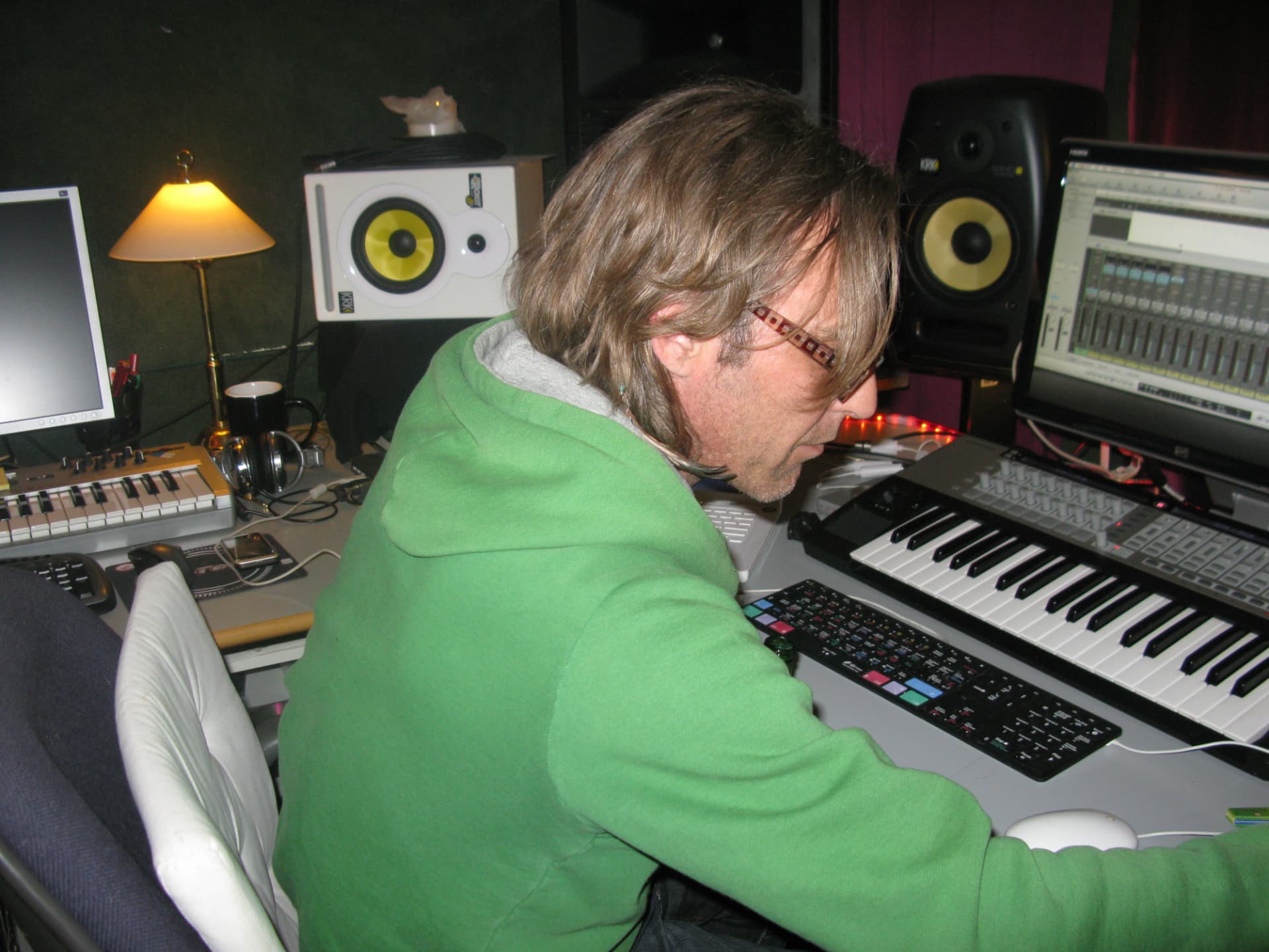 Michael producing in his studio in the Netherlands, 2011